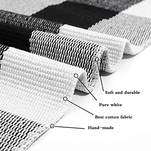 SEEKSEE Fall Decor Buffalo Plaid Outdoor Rug 27.5x43 Black and White Front Door - Image 7