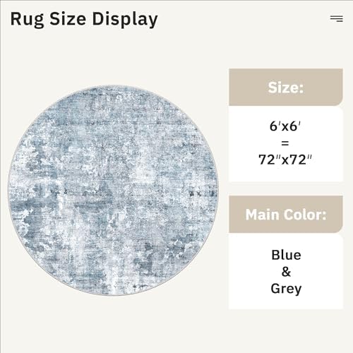 Soalmost Abstract 6x6 Round Rug 6ft Circle Living Room Rugs - Image 5