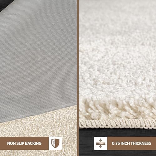 Area Rug 8x10 Bone Washable Indoor Rug Solid Non Slip Easy to Clean Non - Image 4