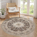cotiled 5ft Round Living Room Area Rug, Traditional, Dark Brown by COTILED