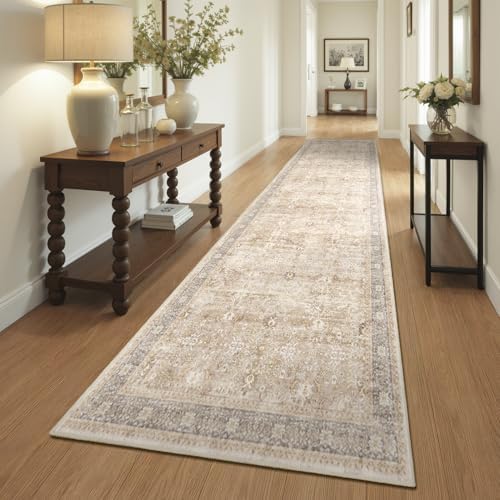 Washable Runner Rug 3x10, Vintage Earth Tone Hallway Runner - Image 3