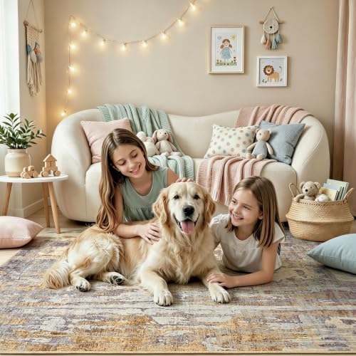 Toneed Washable 6x9 Camel Area Rug - Image 4