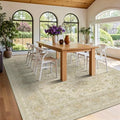 9x12 Beige Rug Low Pile Non Slip Washable Rugs by LatteFog