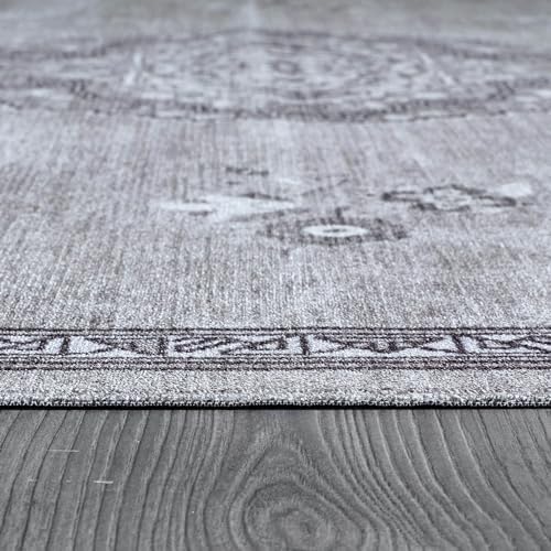 Non Slip Area Rugs 6x9 Boho Medallion Floral Non Skid Rubber Backing Easy Silk - Image 6