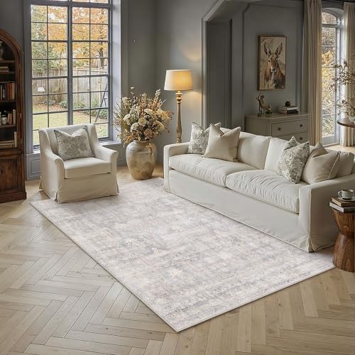 HUGEAR Blue Cream 5x7 Neutral Area Rugs by HUGEAR