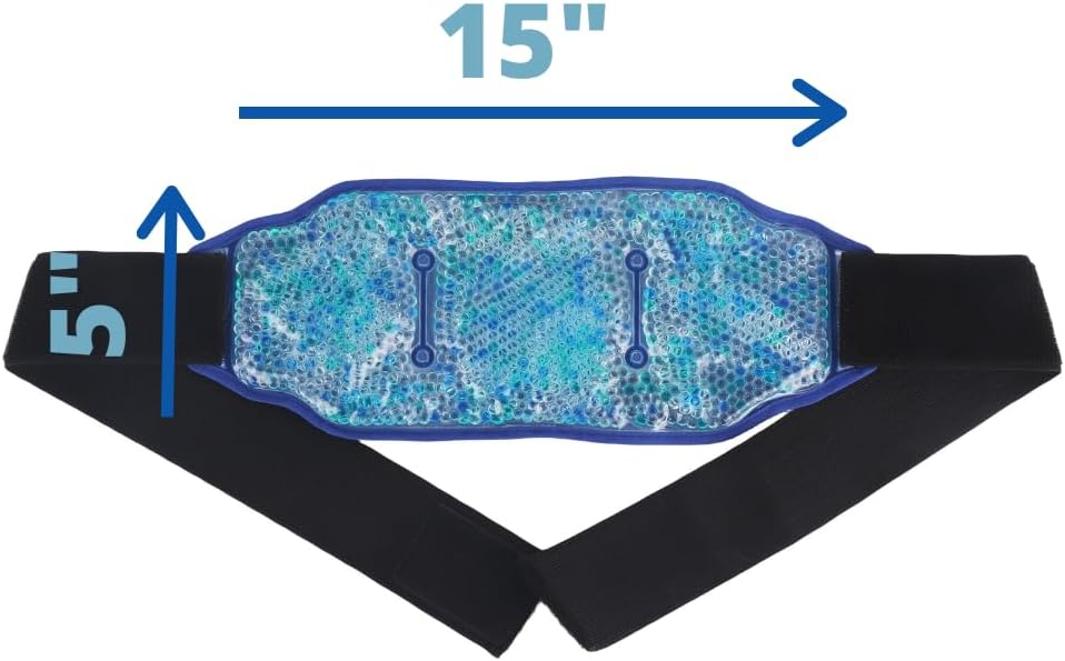 Premium Hot Cold Gel Bead Ice Pack by FOMI Care | Cool Compress for Lower Back, Shoulder, Knee, Bicep, Stomach | Coccyx, Sciatica, Tailbone Pain Relief | Flexible, Reusable Heating Pad | (Blue)