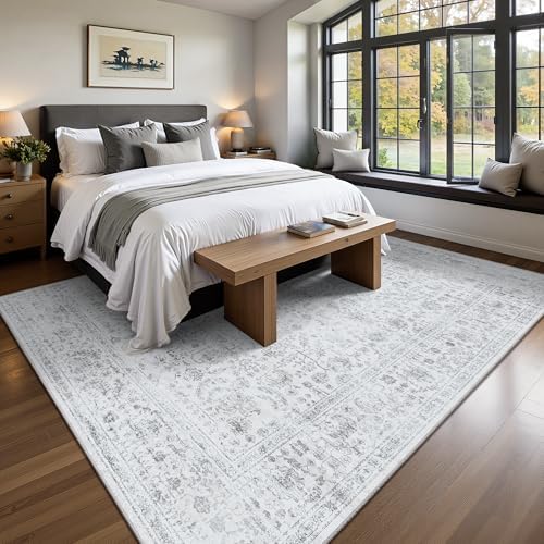 6x9 Area Rugs, Washable Vintage Retro Floral Rug - Image 3
