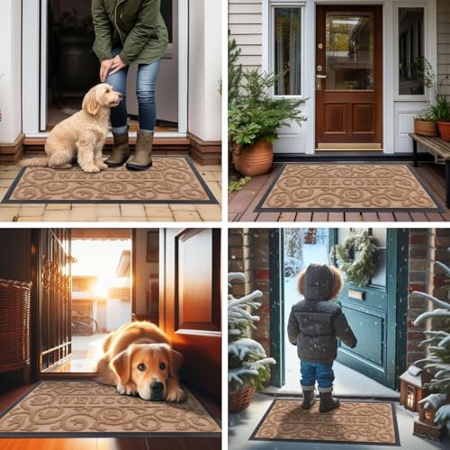 Smiry Front Door Mat Outside Entrance, Low Profile Rubber Doormat - Image 6