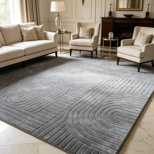 5x7 Solid Grey Area Rugs for Living Room, Washable Soft Bedroom Rug by MATIIUICarpet