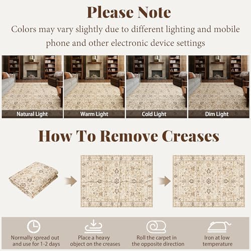 Machine Washable Rugs for Living Room: 5x7 Area Rugs for Bedroom - Image 6