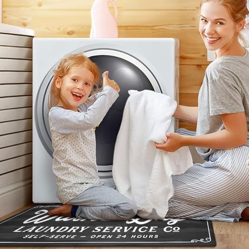 KOZYFLY Laundry Room Rug Runner 20"x31" Non Slip Kitchen Rugs Washable Laundry - Image 2
