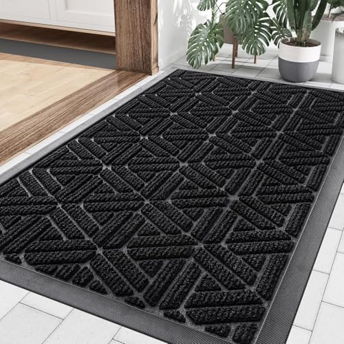Smiry Front Door Mat Outside Entrance, Low Profile Rubber Doormat by Smiry