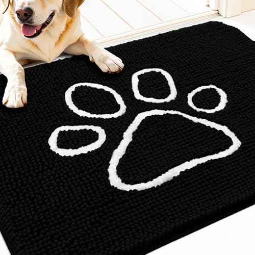 OLANLY Dog Door Mat for Muddy Paws 32x20, Paw Print Design Chenille Mud Mat by OLANLY