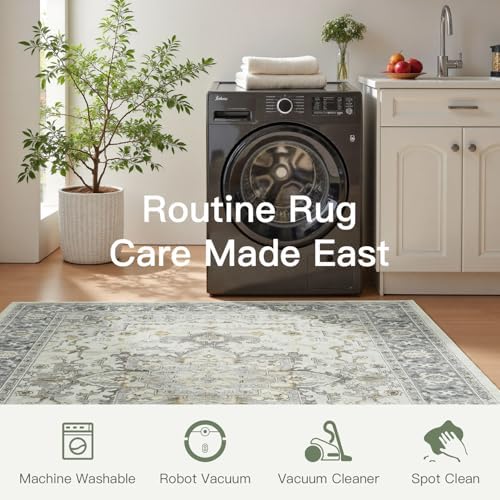 Lofus 2x3 Washable Rug for Entryway Bathroom, Taupe Grey Vintage Door Mats - Image 6