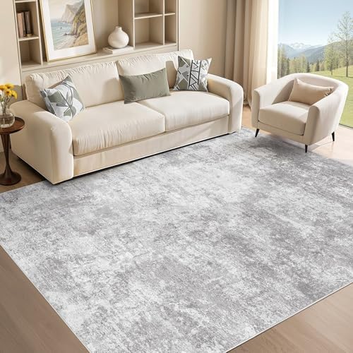Area Rug Living Room-7X9 Abstract Washable Rug Light Grey by MICGEEK
