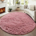 Blush Fluffy Round Rug Circle Area Rugs 4ft by ONASAR
