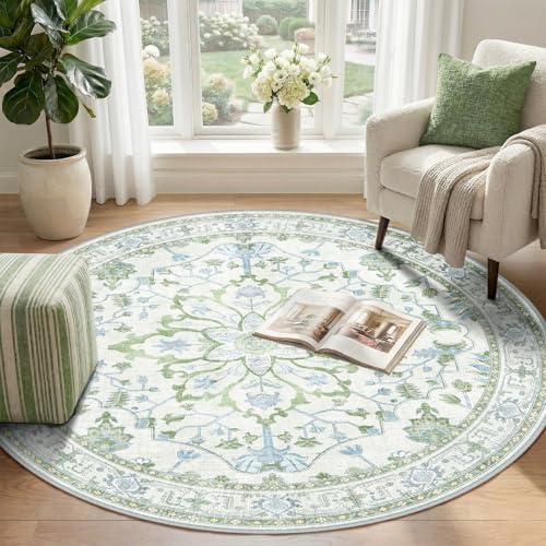 RELEANY Washable Area Rug, Round 4ft - Image 2