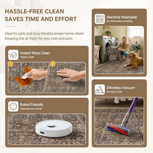 HUGEAR Brown Washable 6x6 Round Area Rugs - Image 6