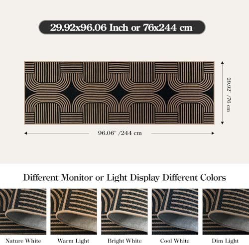 Lahome Modern Geometric Black Runner Rug, 2x8 Indoor Outdoor Hallway Runner - Image 2