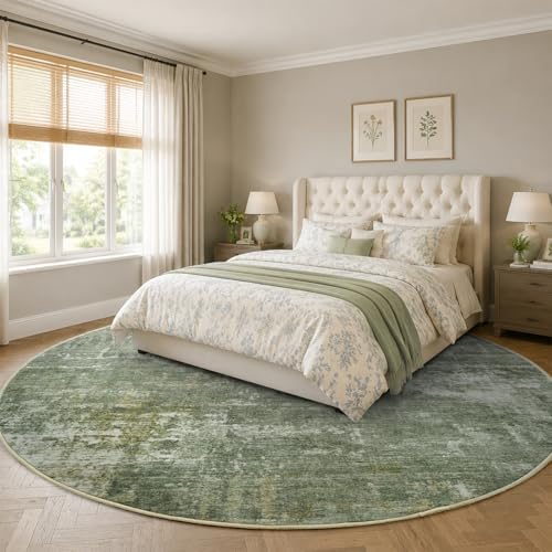 4ft Round Abstract Washable Area Rug - Image 3
