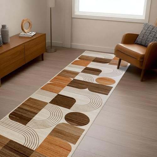 Soft Modern Geometric Abstract Machine Washable 2x6 Runner Rug - Image 4