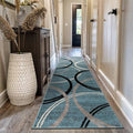 Rugshop Wavy Circles Modern Non-Shedding Runner Rug Blue 2'7" x 12' by Rugshop
