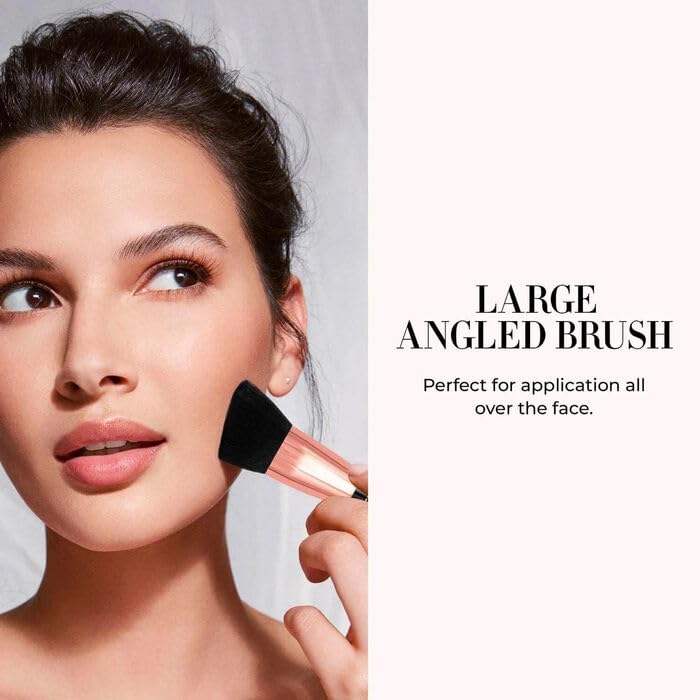 LUMINESS Silk Airbrush Spray Foundation & Buffing Brush Kit – Full Coverage Foundation & Dual-Sided Buffing Brush - Buildable Coverage, Anti-Aging Formula Hydrates & Moisturizes (Shade - Medium Warm)