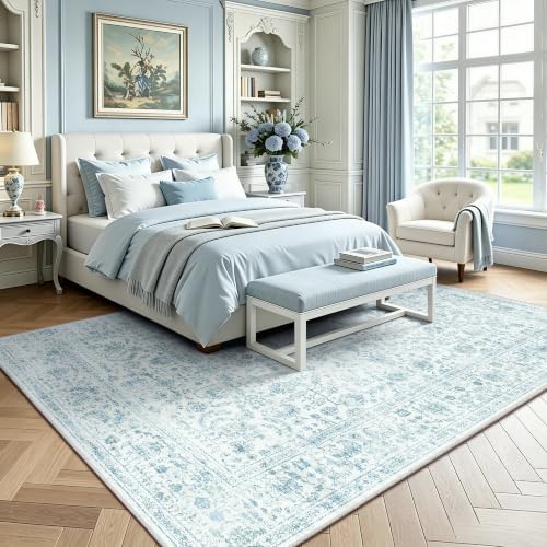 6x9 Area Rugs, Washable Vintage Retro Floral Rug - Image 3