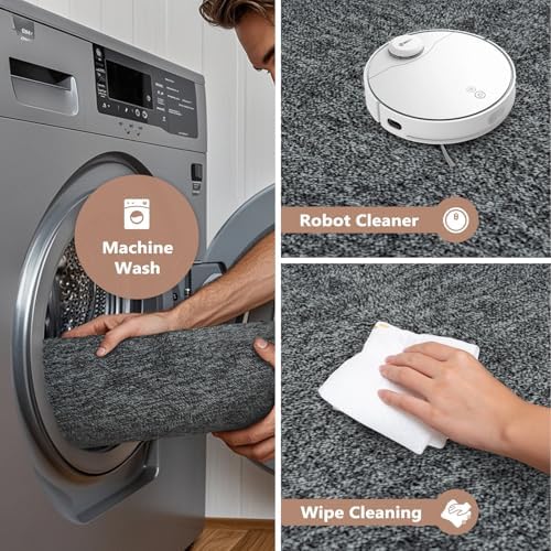 5x7 Grey Area Rug Non-Slip Washable Soft Thin - Image 4