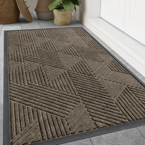 Smiry Front Door Mat Outside Entrance, Low Profile Rubber Doormat by Smiry