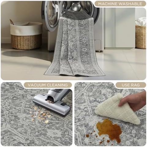 Joydeco 8x10 Area Rugs for Living Room, Non Slip Machine Washable Vintage Rug - Image 5