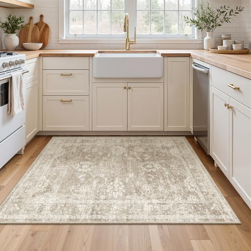 Madane 3x4 Area Rugs for Entryway, Washable Neutral Soft Rugs Brown/Sand - Image 2