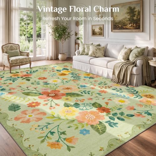 JOLLYVOGUE Floral Runner Rug 2x8, Washable Rug - Image 2