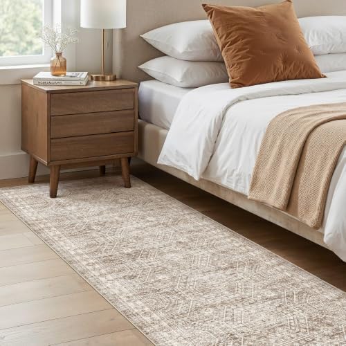 cotiled 3x8 Runner Rug Abstract Washable Non Slip Cartpet Dark Brown - Image 3