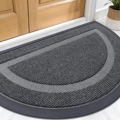 OLANLY Half Circle Front Door Mat Outside 33x21 All-Season Rubber Doormat by OLANLY