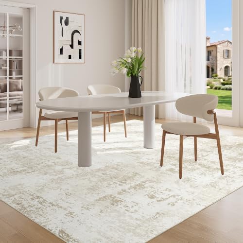 DUKINO 5x7 Area Rug for Living Room Soft Washable Abstract Rug, Camel Beige - Image 3