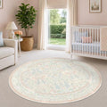 Pink and Blue 6ft Round Washable Nursery Rug, Non Slip Soft Low Pile Circle by Evyhood