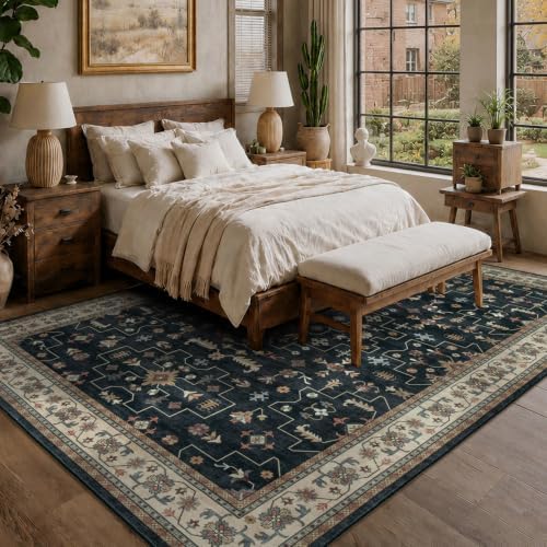 Rugflix Black Farmhouse Washable 6x9 Area Rugs - Image 3