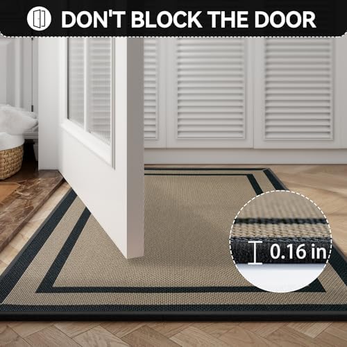 Indoor Door Mat Thin Low Profile Entryway Mats Brown 24"x35" - Image 5