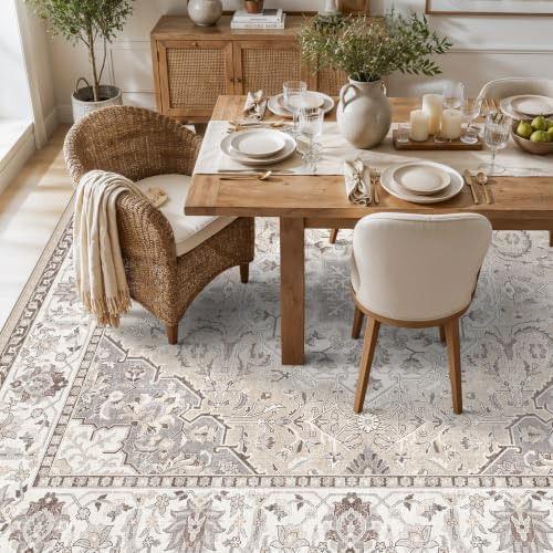 10x10 Square Living Room Rug: Washable Vintage Ultra Soft Carpet - Image 2