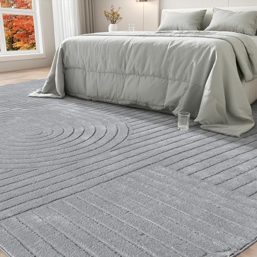 5x7 Solid Grey Area Rugs for Living Room, Washable Soft Bedroom Rug - Image 4