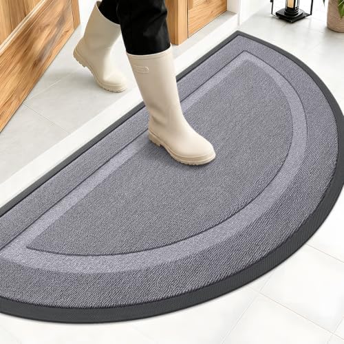OLANLY Half Circle Front Door Mat Outside 47x23 All-Season Rubber Doormat by OLANLY