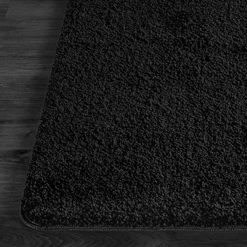 Area Rug 6x9 Black Washable Indoor Rug Solid Non Slip Easy to Clean Non - Image 7