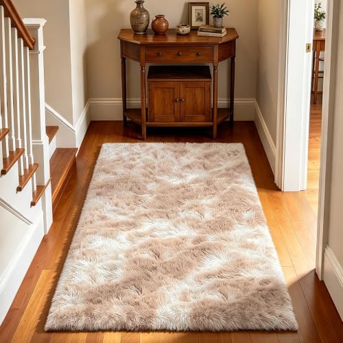 Mottled Beige 2x4 Area Rug for Bedroom, Fluffy Rug Small Rug Bedside Carpet - Image 2