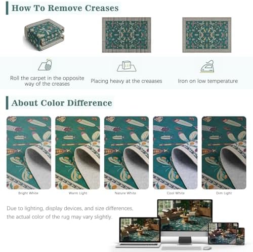 DCX 5x7 Washable Bug Rug for Living Room, Soft Low Pile Rug, Deep Teal - Image 7