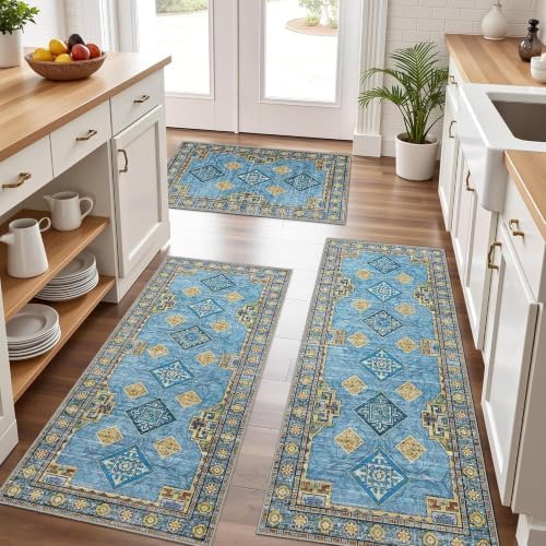 Kitchen Rugs Sets of 3 Non Slip Washable Kitchen Mats by Tritard