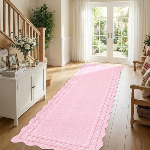 GarveeHome Scalloped Washable Rugs 2x6 Hallway Runner Non Slip Kitchen Rugs by GarveeHome