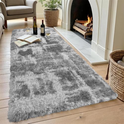 Noahas 2x10 Grey Fluffy Soft Runner Rug Non-Slip - Image 4