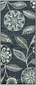 Maples Rugs Reggie Bohemian Floral Print Runner Rug, Persian Blue by MaplesRugs