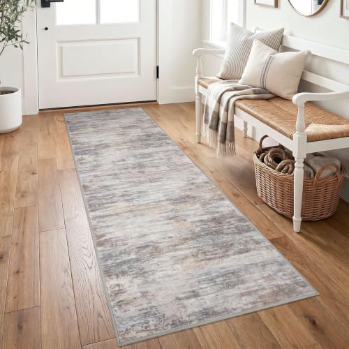 KOZYFLY Modern Hallway Runner, 2x6 Washable Rug Runner Multi-Grey by KOZYFLY